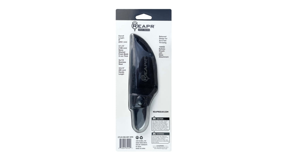 Reapr 3PC Chuck Knife, 4.25in, 3Cr13 Stainless Steel, Stone Wash, Black, CTLR-036-GRY-RPR