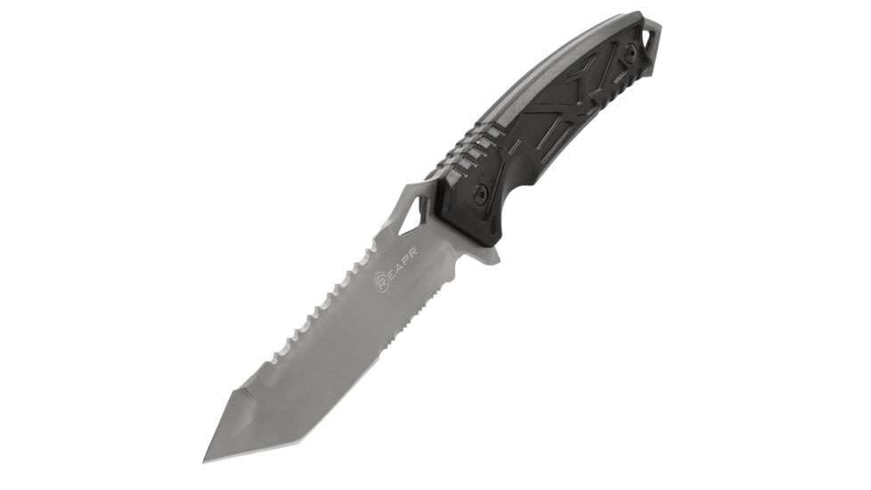 Reapr Javelin Fixed Blade Knife, 5in, 420 Stainless Steel, Partially Serrated Tanto Blade w/ Serrated Back Edge, Satin Stainless, 11011