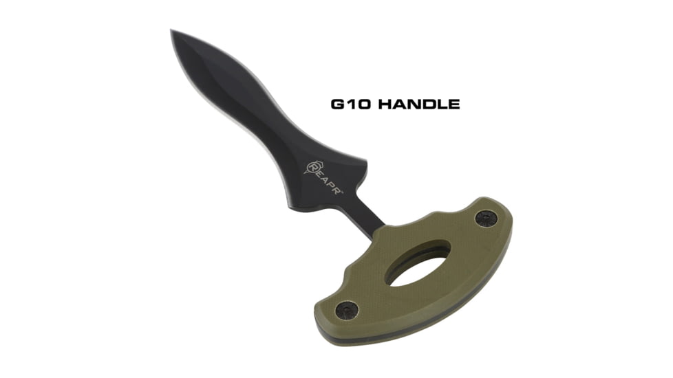 Reapr Push Dagger, 4in, 420 Stainless Steel, Spear Point Blade, Black / OD Green, 11042