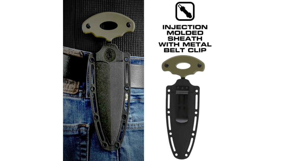 Reapr Push Dagger, 4in, 420 Stainless Steel, Spear Point Blade, Black / OD Green, 11042