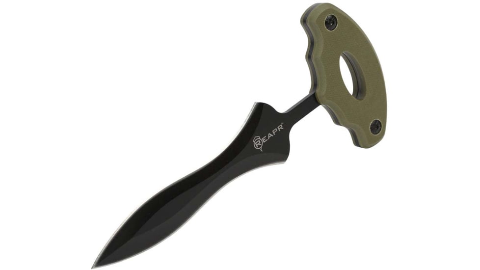 Reapr Push Dagger, 4in, 420 Stainless Steel, Spear Point Blade, Black / OD Green, 11042