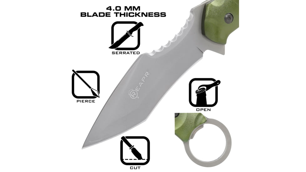 Reapr SLAMR Fixed Blade Knife, 4.75in, 420 Stainless Steel, Matte Stainless, 11010
