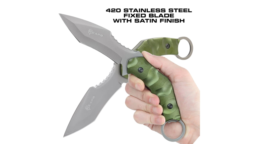 Reapr SLAMR Fixed Blade Knife, 4.75in, 420 Stainless Steel, Matte Stainless, 11010