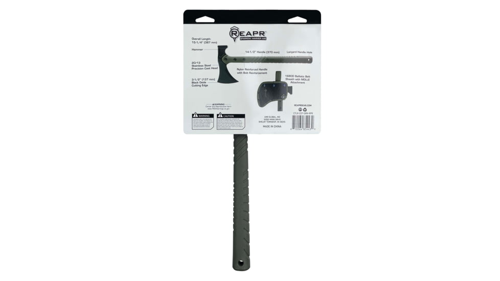 Reapr Sparrow Axe Blade Knife, 3.5in, 2Cr13 Stainless Steel, Green, Black, CTLR-037-GRN-RPR