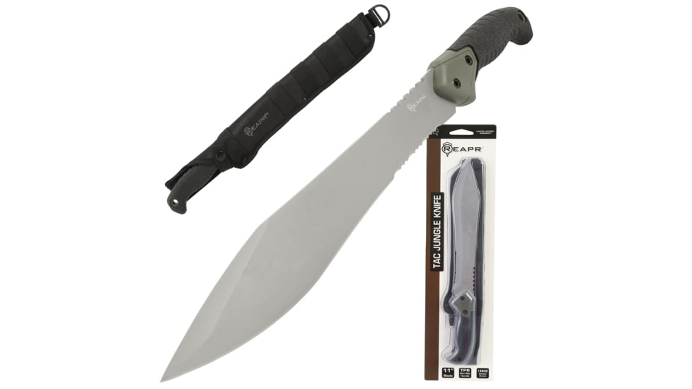 Reapr TAC Jungle Fixed Blade Knife, 11in, 420 Stainless Steel, Satin Stainless, 11006