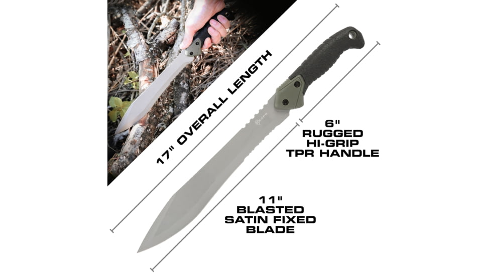 Reapr TAC Jungle Fixed Blade Knife, 11in, 420 Stainless Steel, Satin Stainless, 11006