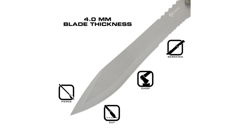 Reapr TAC Jungle Fixed Blade Knife, 11in, 420 Stainless Steel, Satin Stainless, 11006