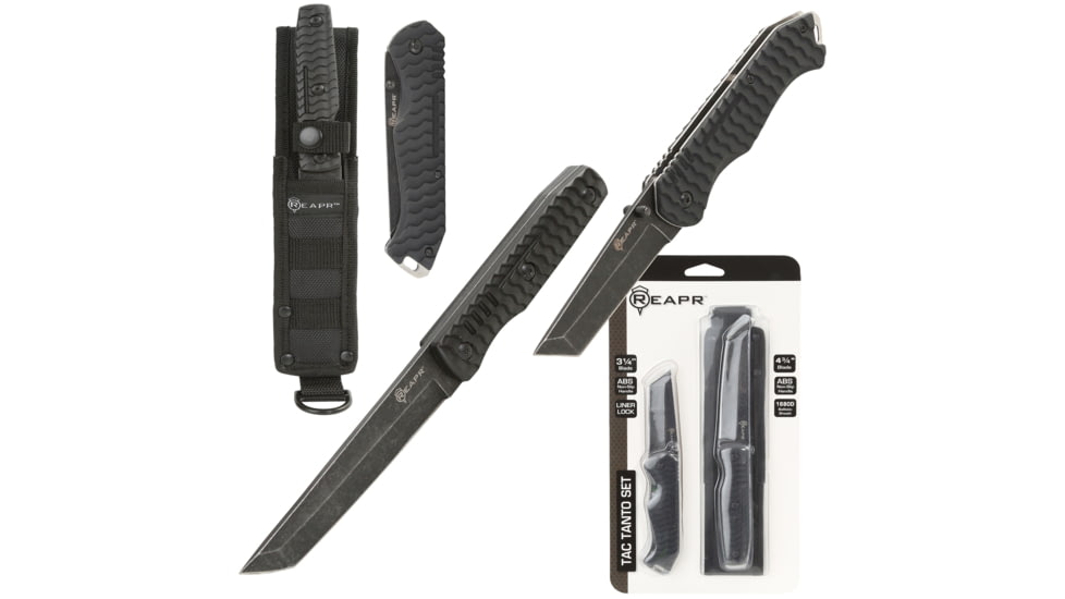 Reapr TAC Tanto Knife Set, 420 Stainless Steel, Stonewashed Stainless, 11008