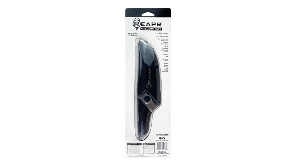 Reapr Versa Camp Fixed Blade Knife, 6.5in, 3Cr13 Stainless Steel, Black, Black, CTLR-027-TAN-RPR