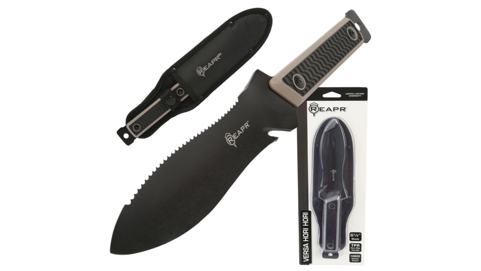 Reapr Versa Hori Hori Fixed Blade Knife, 6.5in, 420 Stainless Steel, Black Powdercoated, 11017