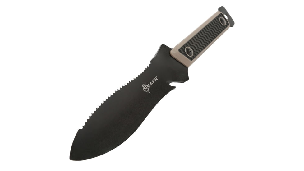 Reapr Versa Hori Hori Fixed Blade Knife, 6-1?2in, 420 Stainless Steel, Concave Dual Sided Full Tang Blade w/ Serrated Edge, Black, 11017