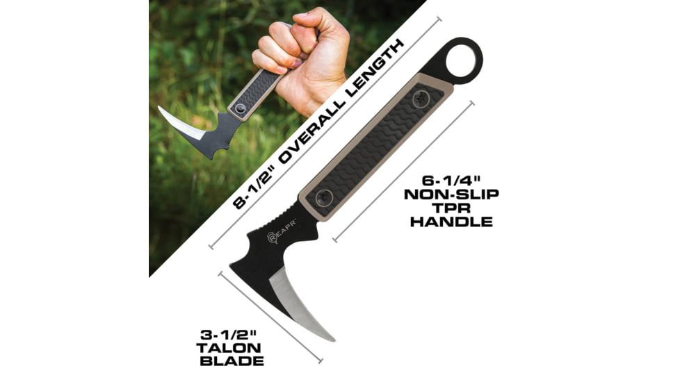 Reapr Versa Karambit Fixed Blade Knife, 3-1/2in, 420 Stainless Steel, Talon Blade, Black / Desert Tan, 11031