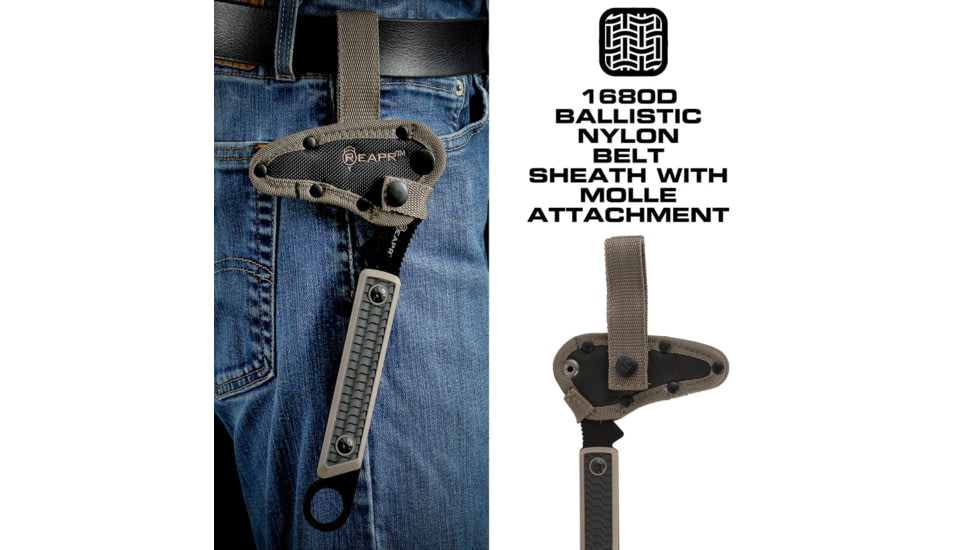 Reapr Versa Karambit Fixed Blade Knife, 3-1/2in, 420 Stainless Steel, Talon Blade, Black / Desert Tan, 11031