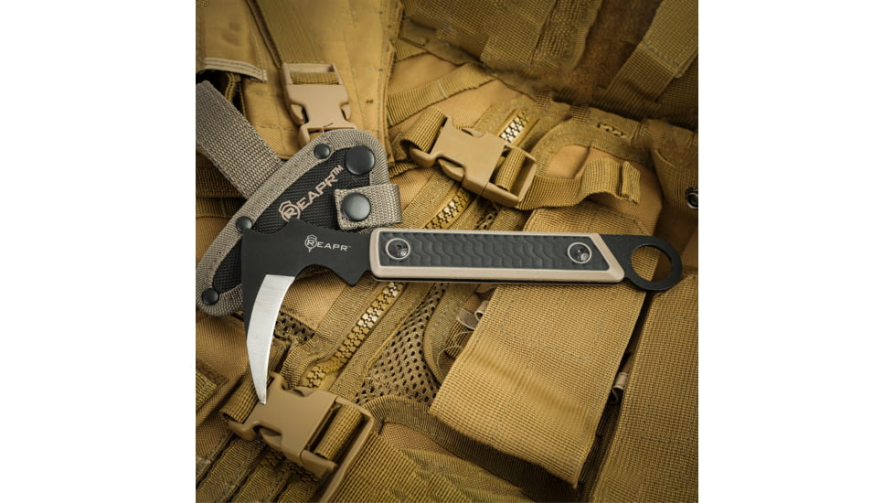 Reapr Versa Karambit Fixed Blade Knife, 3-1/2in, 420 Stainless Steel, Talon Blade, Black / Desert Tan, 11031