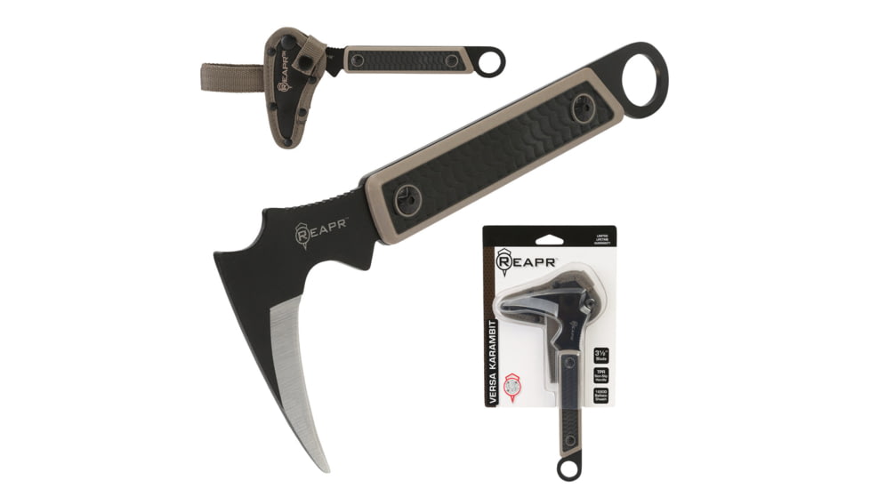 Reapr Versa Karambit Fixed Blade Knife, 3-1/2in, 420 Stainless Steel, Talon Blade, Black / Desert Tan, 11031