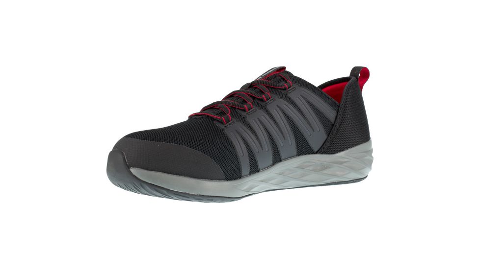 Reebok Astroride Work Athletic Oxford - Mens, Medium, Black/Red/Dark Grey, 8, 690774466432