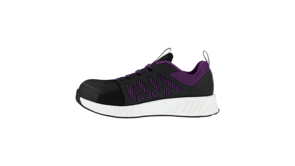 Reebok Fusion Flexweave Athletic Work Shoe - Womens, Wide, Black/Purple, 8, 690774487970