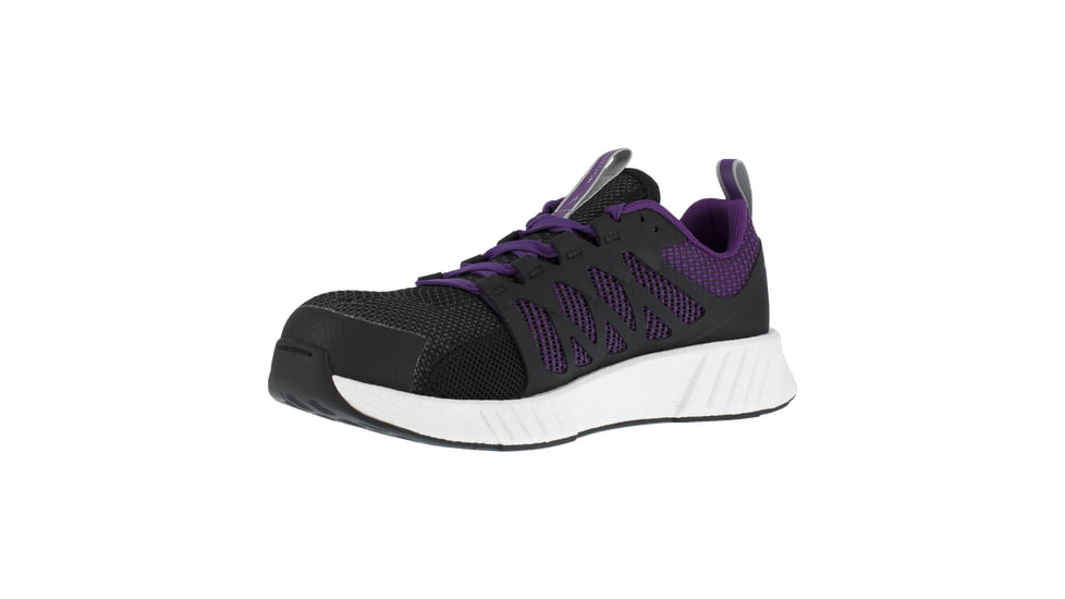 Reebok Fusion Flexweave Athletic Work Shoe - Womens, Wide, Black/Purple, 8, 690774487970