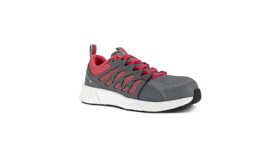 Reebok Fusion Flexweave Athletic Work Shoe - Womens, Medium, Grey/Red, 8.5, 690774487338