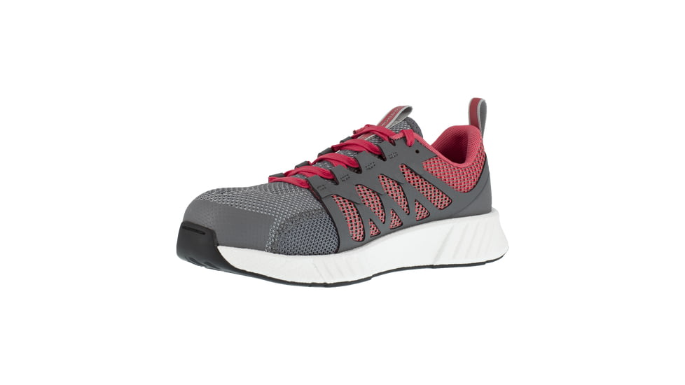 Reebok Fusion Flexweave Athletic Work Shoe - Womens, Medium, Grey/Red, 8.5, 690774487338