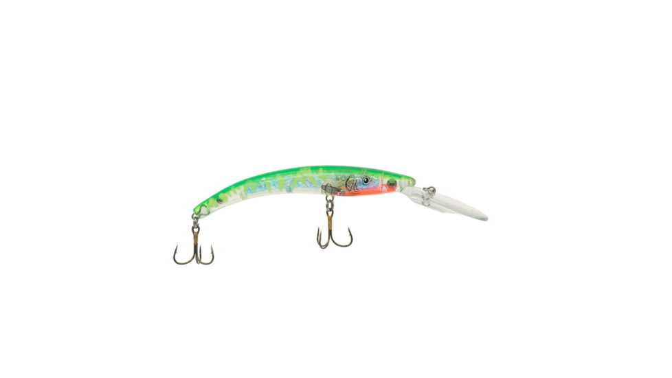 Reef Runner Deep Diver 800 Rattling Minnow, 28ft Diving Depth 6 3/16in, 5/8oz, Floating, Green Flash, 800186