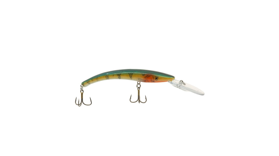 Reef Runner Deep Diver 800 Rattling Minnow, 28ft Diving Depth 6 3/16in, 5/8oz, Floating, Green Perch, 80009