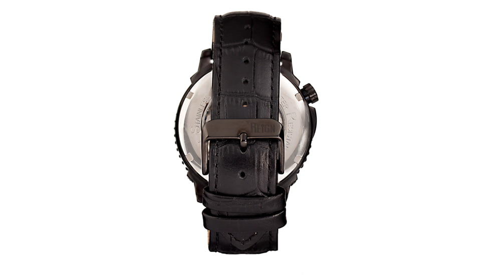 Reign Bauer Automatic Semi-Skeleton Leather-Band Watch, Black, One Size, REIRN6007
