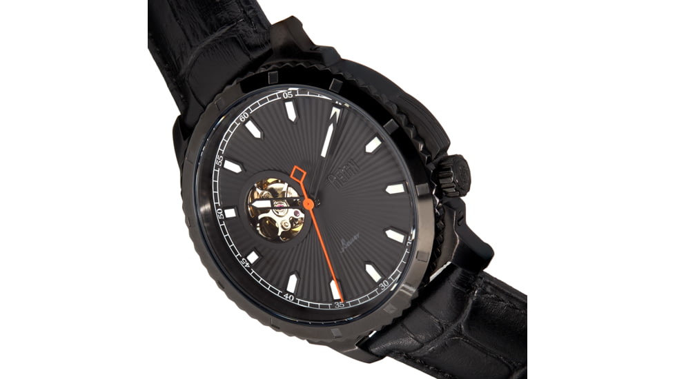 Reign Bauer Automatic Semi-Skeleton Leather-Band Watch, Black, One Size, REIRN6007