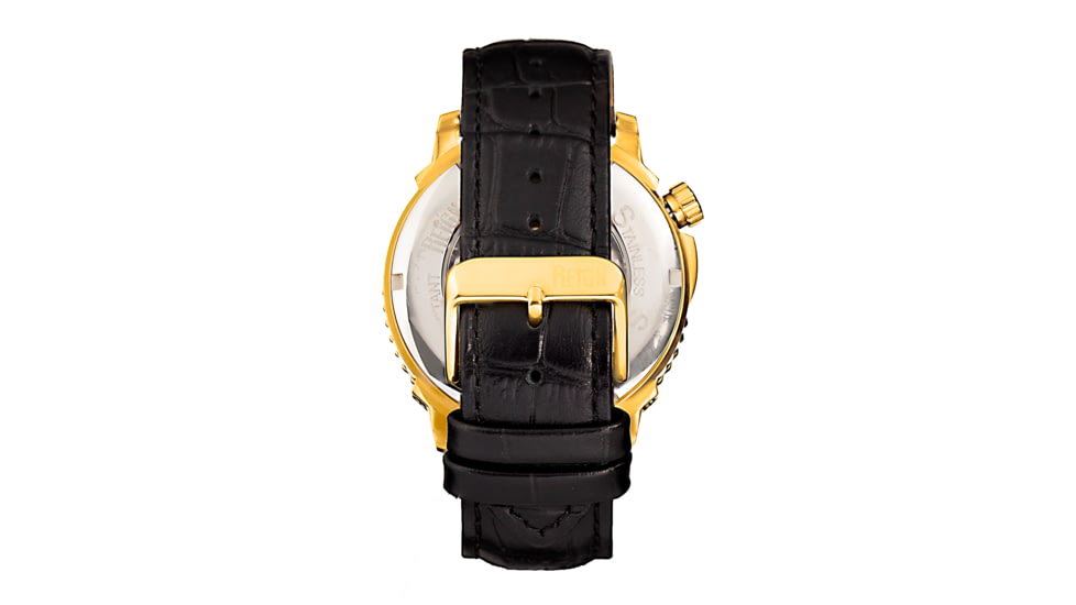 Reign Bauer Automatic Semi-Skeleton Leather-Band Watch, Gold/Black, One Size, REIRN6004