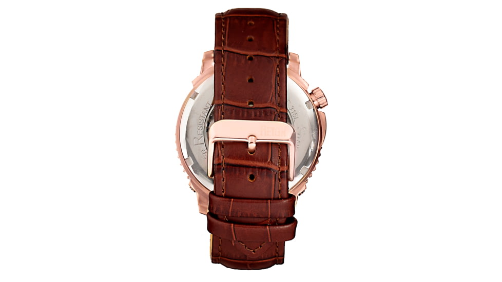 Reign Bauer Automatic Semi-Skeleton Leather-Band Watch, Rose Gold/Black, One Size, REIRN6006