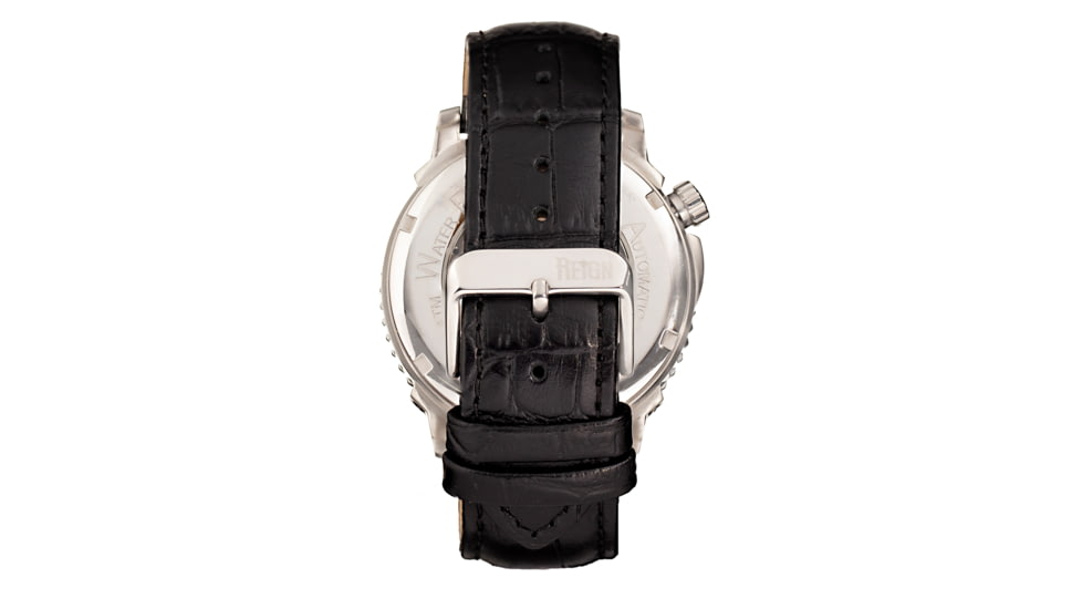 Reign Bauer Automatic Semi-Skeleton Leather-Band Watch, Silver/Black, One Size, REIRN6002