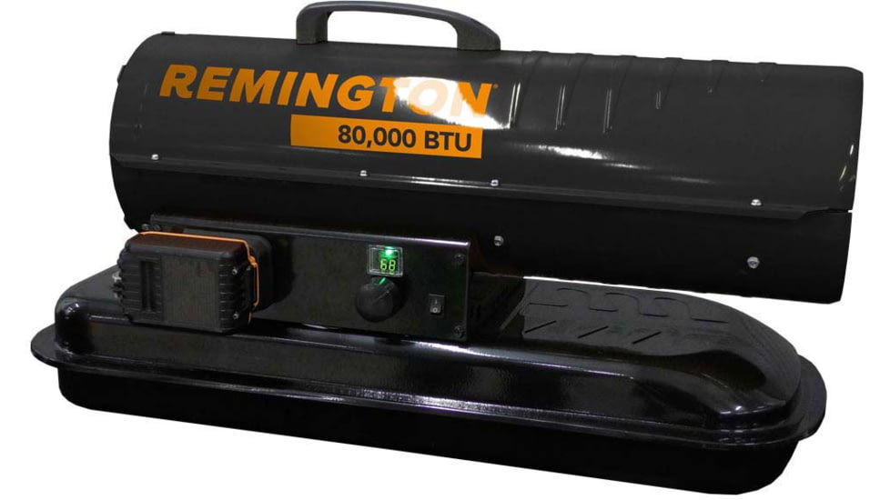 Remington Battery Operated Kerosene, Diesel Forced Air Heater with Thermostat, 80,000 BTU, Black, Large, REM-80TBOA-KFA-B