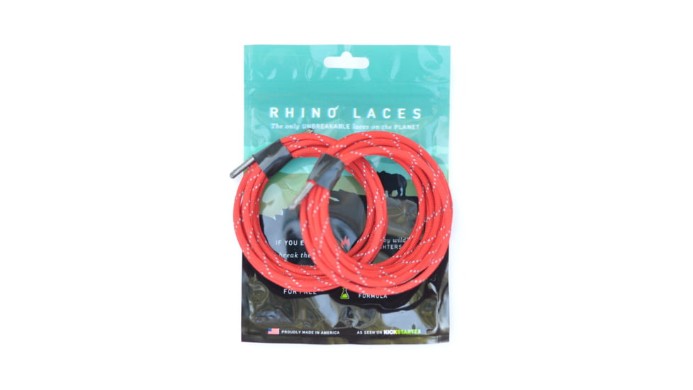 Rhino Laces Unbreakable Shoelaces-Reflective Red-Medium