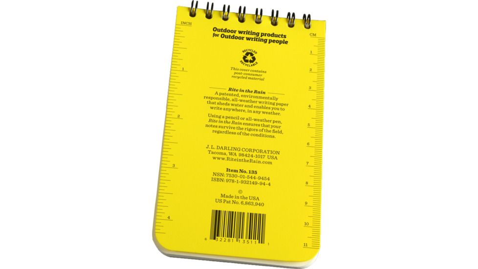 Rite in the Rain 3X5 NOTEBOOK - YELLOW, Yellow, 3 x 5 135