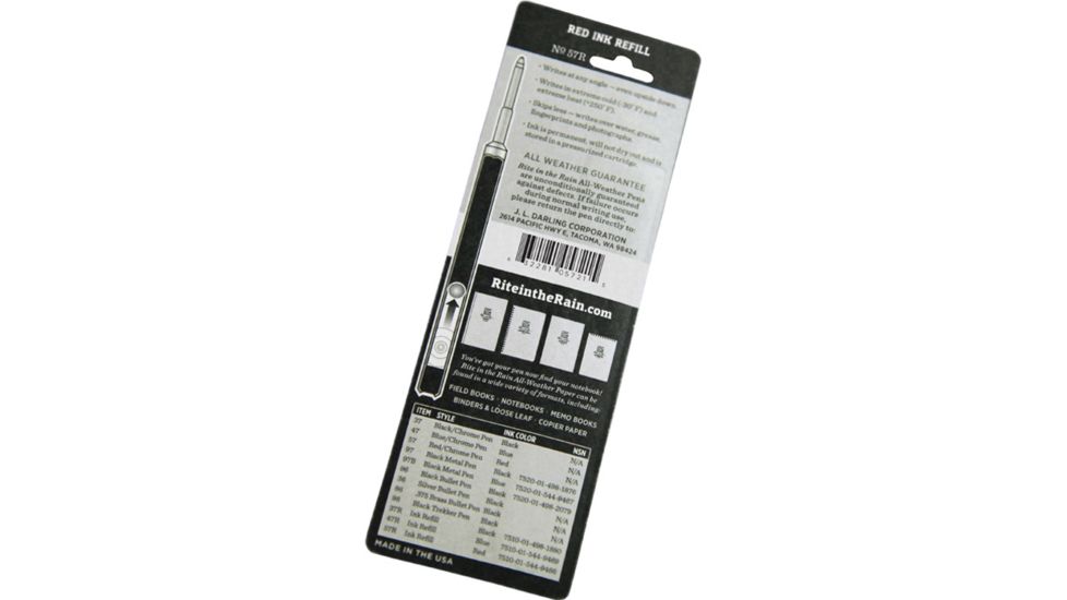 Rite in the Rain ALL-WEATHER PEN REFILL - RED, Red, 3 1/2 57R