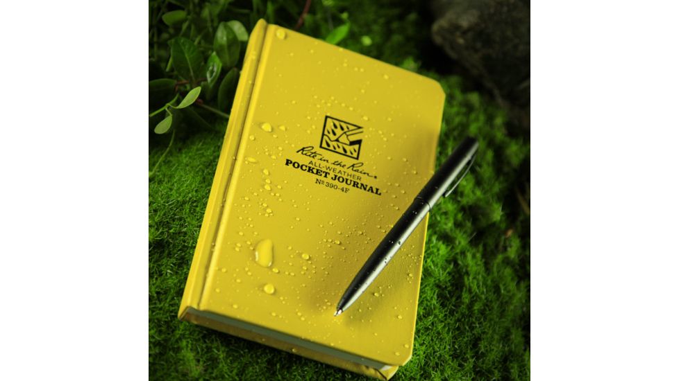 Rite in the Rain BOUND BOOK - FABRIKOID COVER - POCKET JOURNAL, Yellow, 4 1/4 x 6 3/4 390-4F