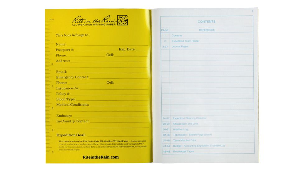 Rite in the Rain EXPEDITION JOURNAL, Yellow, 4/5/8 x 7 512
