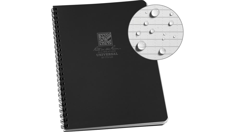 Rite in the Rain Large Side Spiral Notebook - Universal - Black - 773-LG