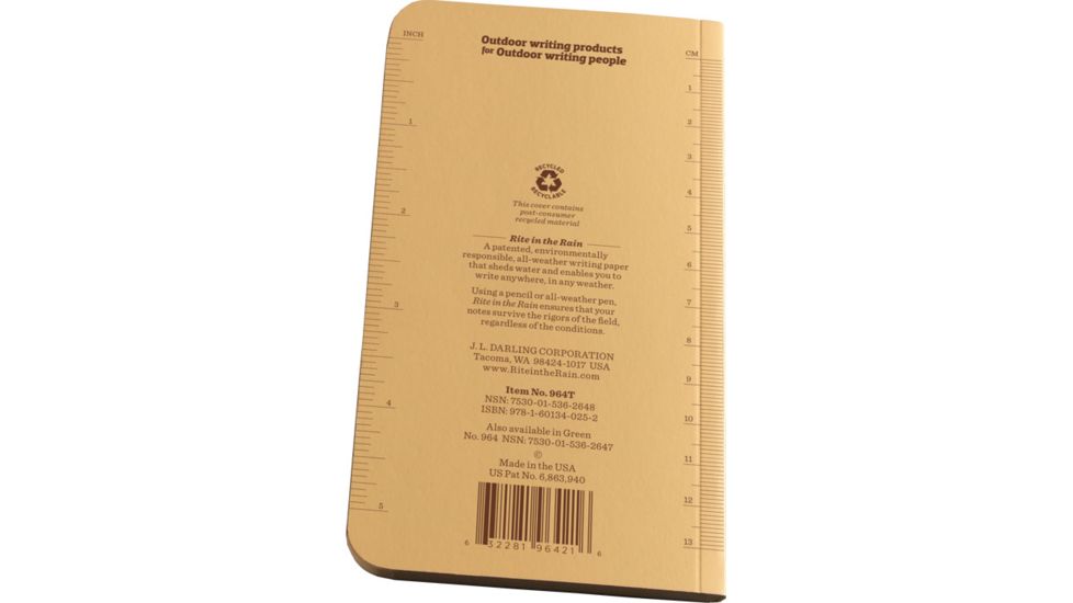 Rite in the Rain MEMO BOOK - TAN - 3.5 X 6, Tan, 3 1/2 x 6 964T