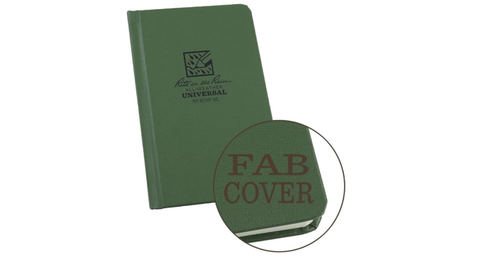 Rite in the Rain Mini Bound Book,Fabrikoid Cover,4 1/4x6 1/4in,Green 970F-M