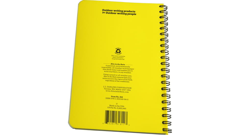 Rite in the Rain SPIRAL NOTEBOOK - LEVEL, Yellow, 4 5/8 x 7 313