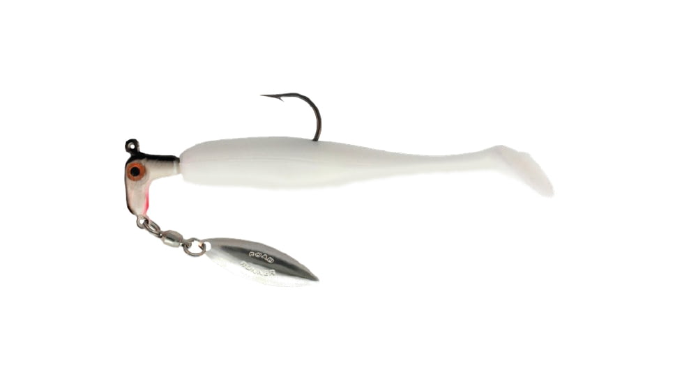 Road Runner Awesome Walleye Runner Jig w/Spinner, Shad-White, 1/4oz, 2 Pack, TARW-14-801