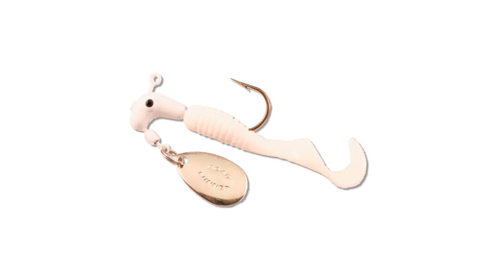 Road Runner Curly Tail Jig w/Spinner, White, 1/16oz, Strip Card, 1602-001