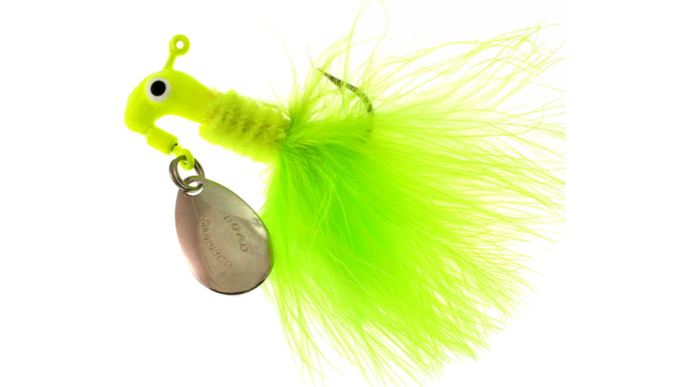Road Runner Marabou Jig w/Spinner, 1/16 oz Chartreuse/Chartreuse Strip, 2/Pack, B2-1002-012