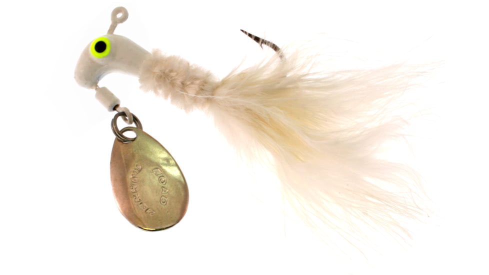 Road Runner Marabou Jig w/Spinner, 1/8 oz, White/White Strip, 2/Pack, B2-1003-001