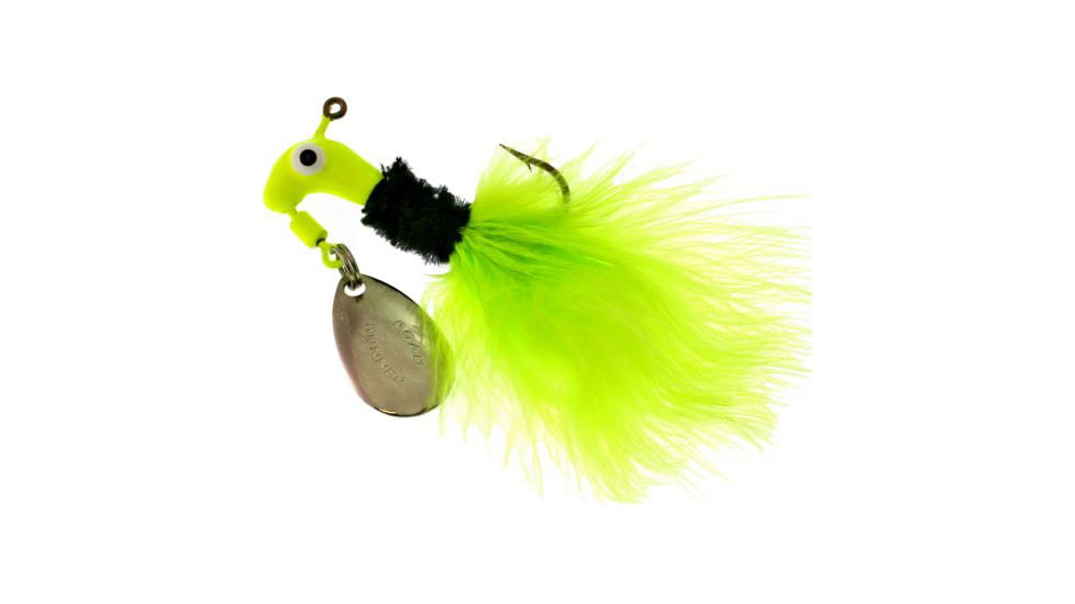 Road Runner Marabou Jig w/Spinner, Chartreuse/Black/Chartreuse Strip, 1/16oz, Strip Card, 1002-030