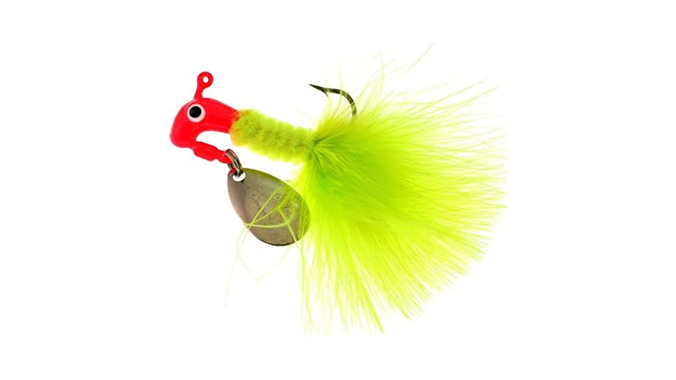 Road Runner Marabou Jig w/Spinner, Chartreuse/Chartreuse Strip, 1/8oz, Strip Card, 1003-012