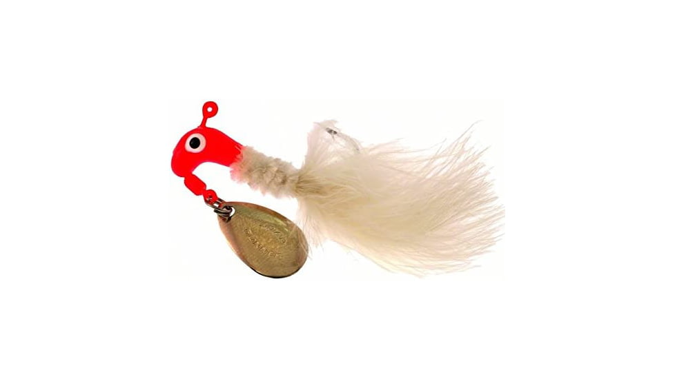 Road Runner Marabou Jig w/Spinner, Fluorescent Red/White Strip, 1/32oz, Strip Card, 1001-009