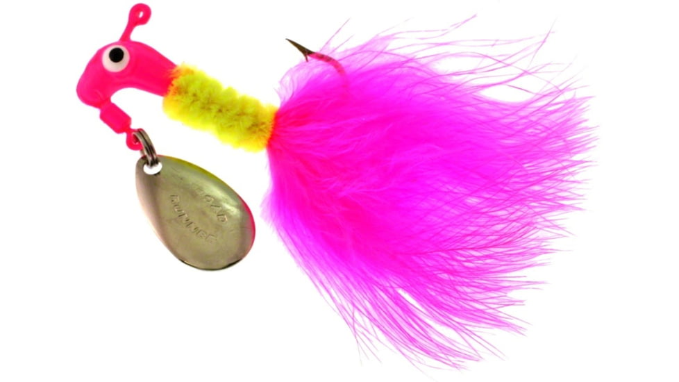Road Runner Marabou Jig w/Spinner, Pink/Chartreuse/Pink Strip, 1/8oz, Strip Card, 1003-078