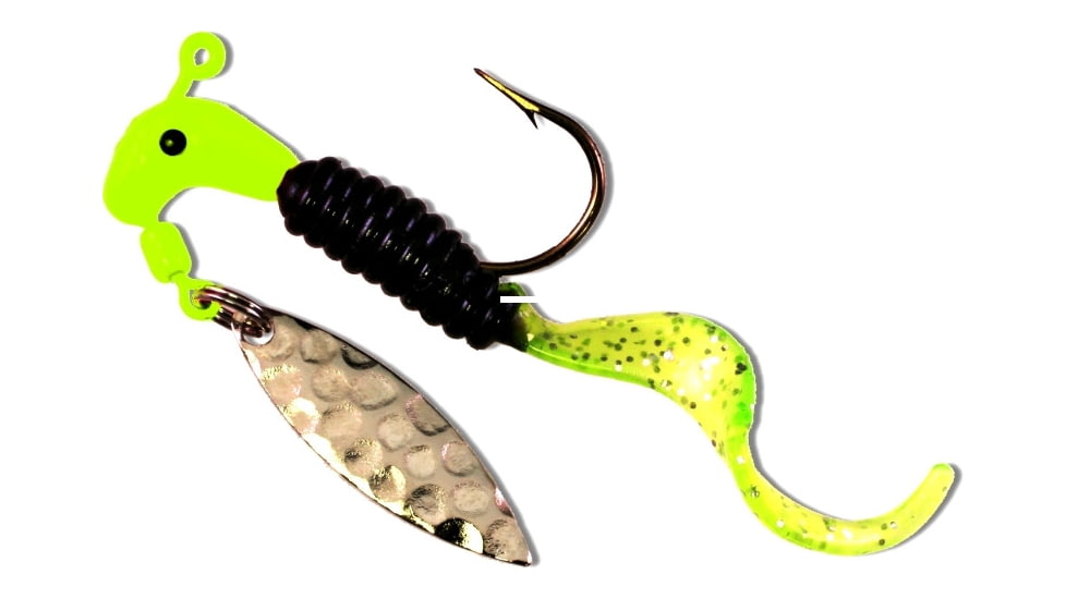 Road Runner Pro Series Curly Tail Jig w/Spinner, Chartreuse/Black/Chartreuse Strip, 1/8oz, 1 Pack, 1653-030